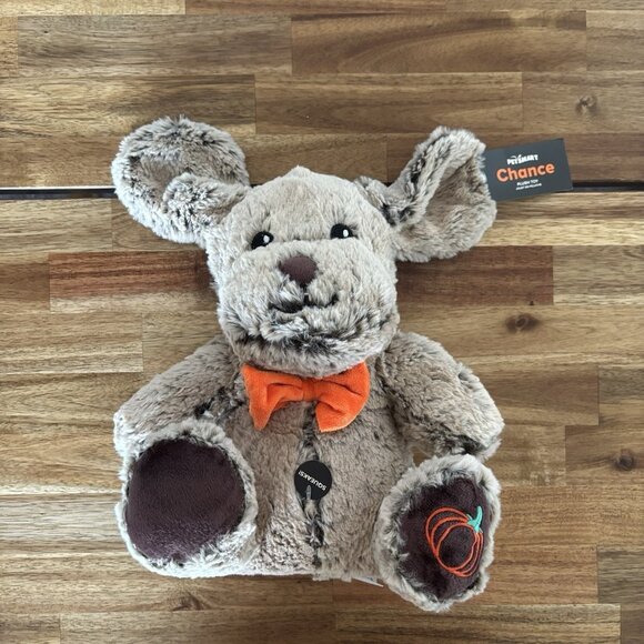 PetSmart Chance Dog Toy Pumpkin Bowtie Brown Puppy Squeaks Plush Floppy Ears NWT - Picture 9 of 12